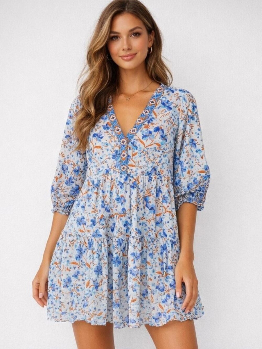 Poupette St Barth Aria Floral V-Neck Dress EUC